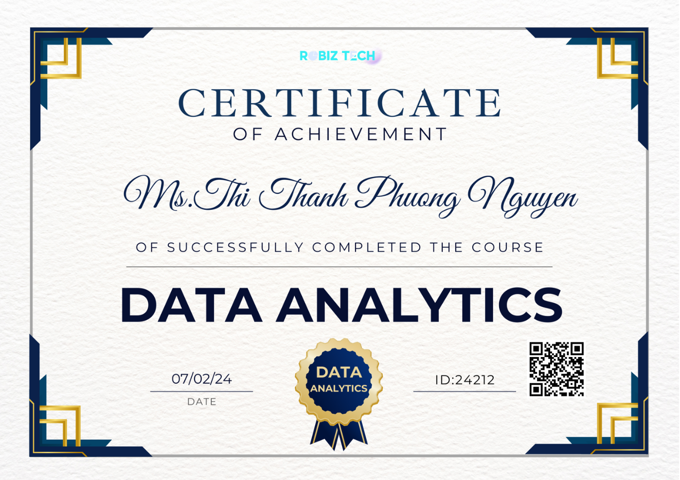 Chứng nhận hoàn thành khóa học của học viên